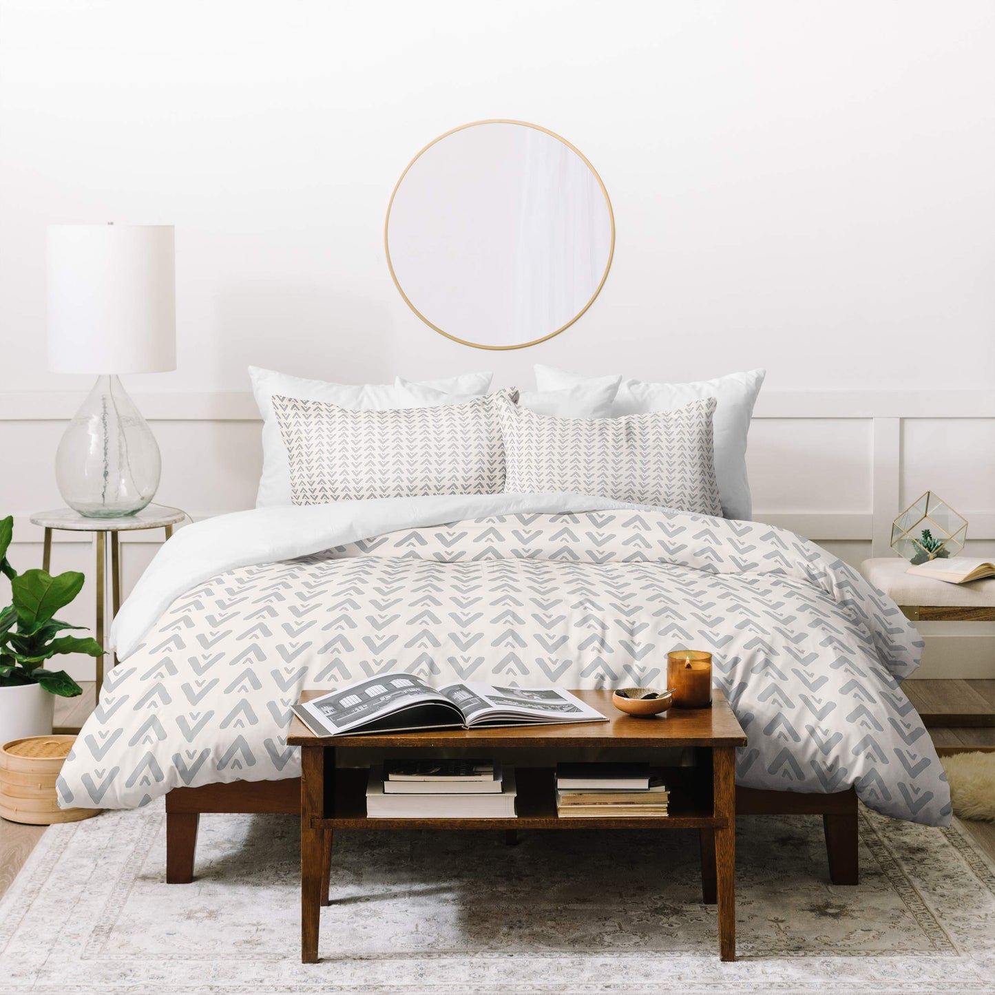 Allyson Johnson Grey Arrows Duvet Set with Pillow Sham, Twin, Gray