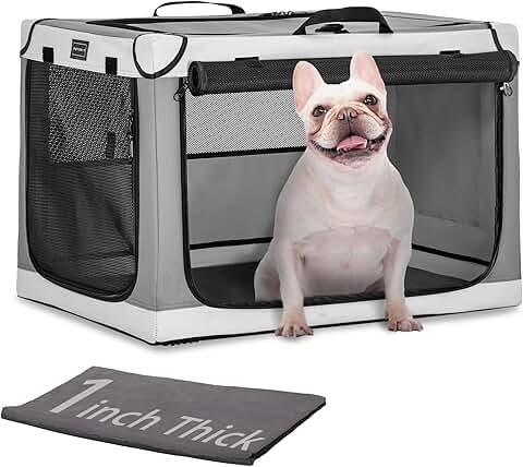 Portable 24-Inch Soft Dog Crate with Mat