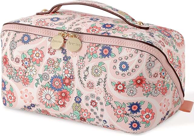 Large Waterproof Travel Makeup Bag with Clear Divider
