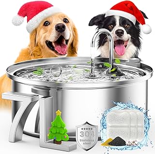 Large Dog Water Fountain with 7L Stainless Steel Bowl