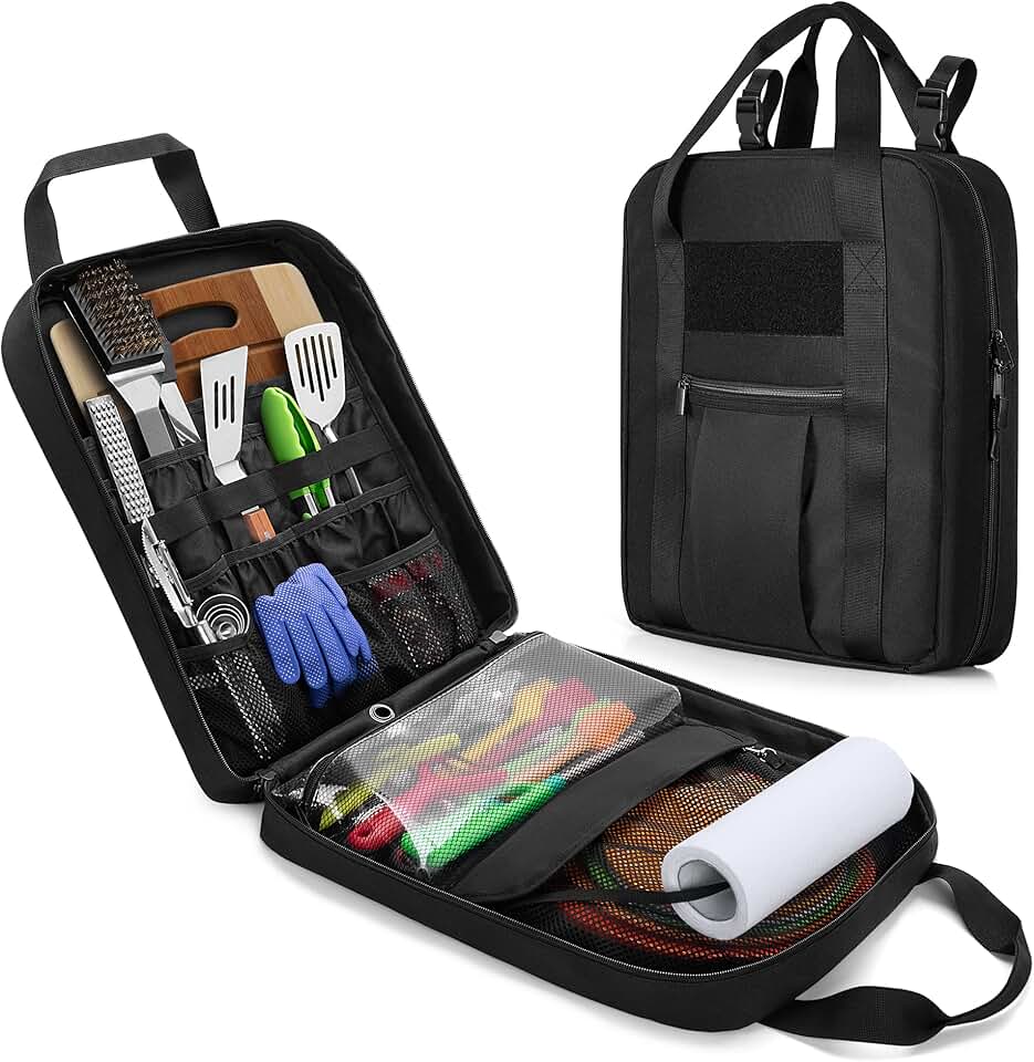 Hanging Camping Utensil Organizer with Towel Holder