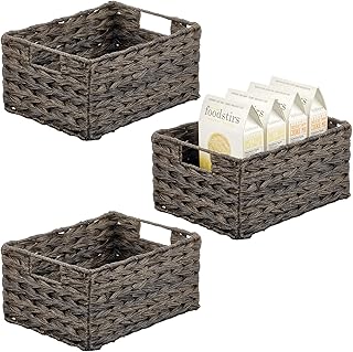 Woven Farmhouse Kitchen Storage Baskets, 3 Pack