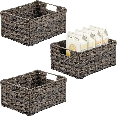 Woven Farmhouse Kitchen Storage Baskets, 3 Pack