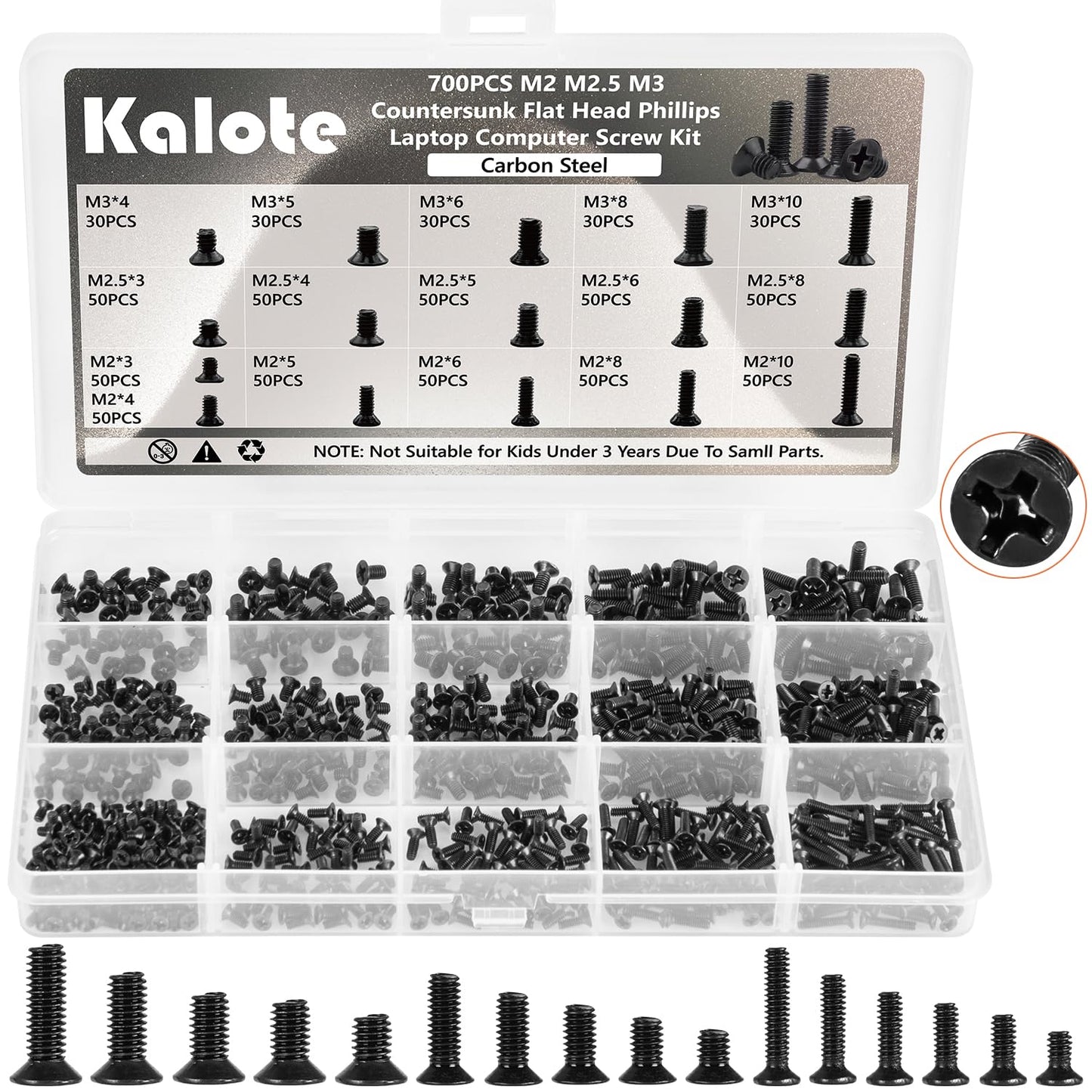700Pcs Black Laptop Screws Set for Notebook Repair