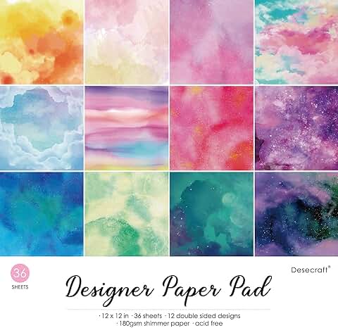 36 Sheets 12x12 Decorative Watercolor Paper Pack