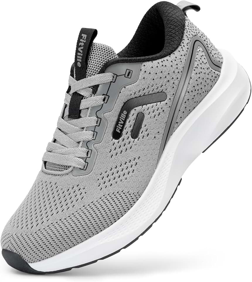 Wide men's walking and running shoes with arch support