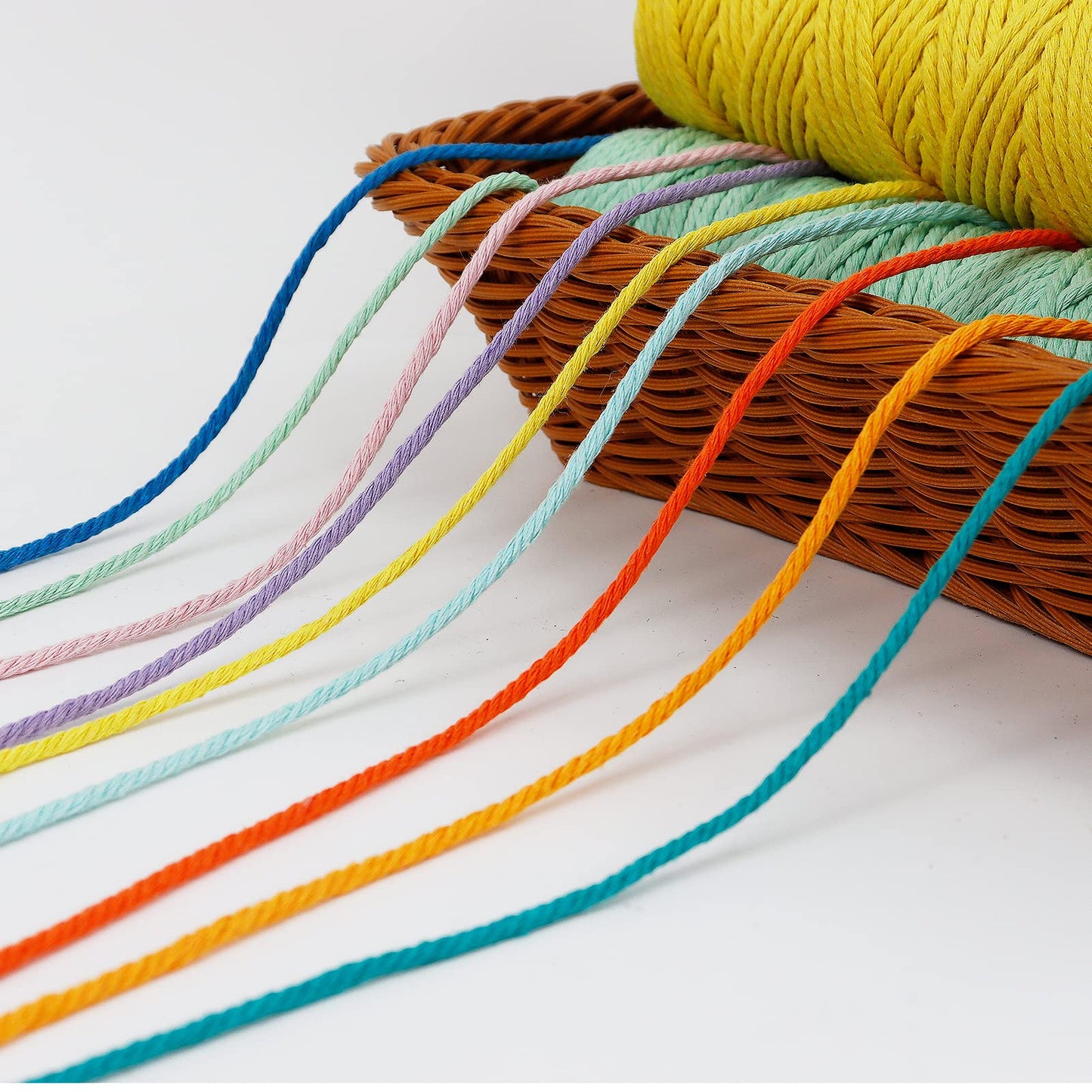 3mm Cotton Cord Set, 164 Yards, Colorful, 3 Rolls