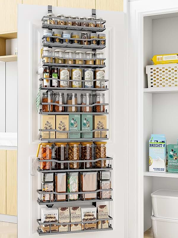 9-Tier Over Door Pantry Organizer with Adjustable Baskets