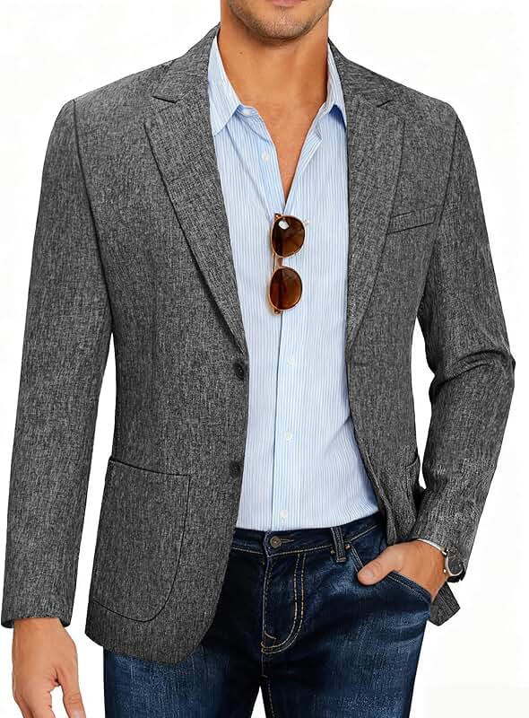 Men's Slim Fit Casual Blazer with Two Buttons