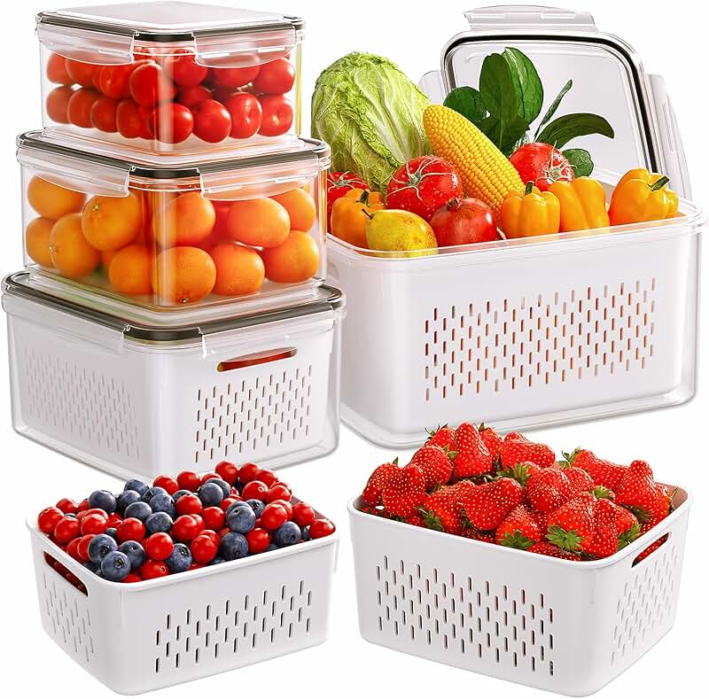 Set of 5 Leakproof Fruit and Vegetable Storage Containers