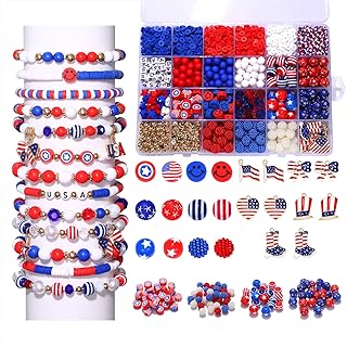 Patriotic Beads for Jewelry Making, 1461 Pieces