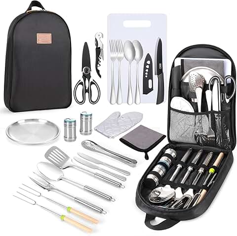 27-Piece Portable Camping Kitchen Utensil Set