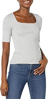Women's Slim-Fit Half Sleeve Square Neck T-Shirt