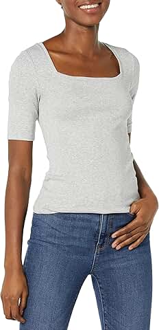Women's Slim-Fit Half Sleeve Square Neck T-Shirt