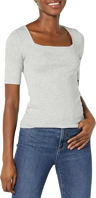 Women's Slim-Fit Half Sleeve Square Neck T-Shirt