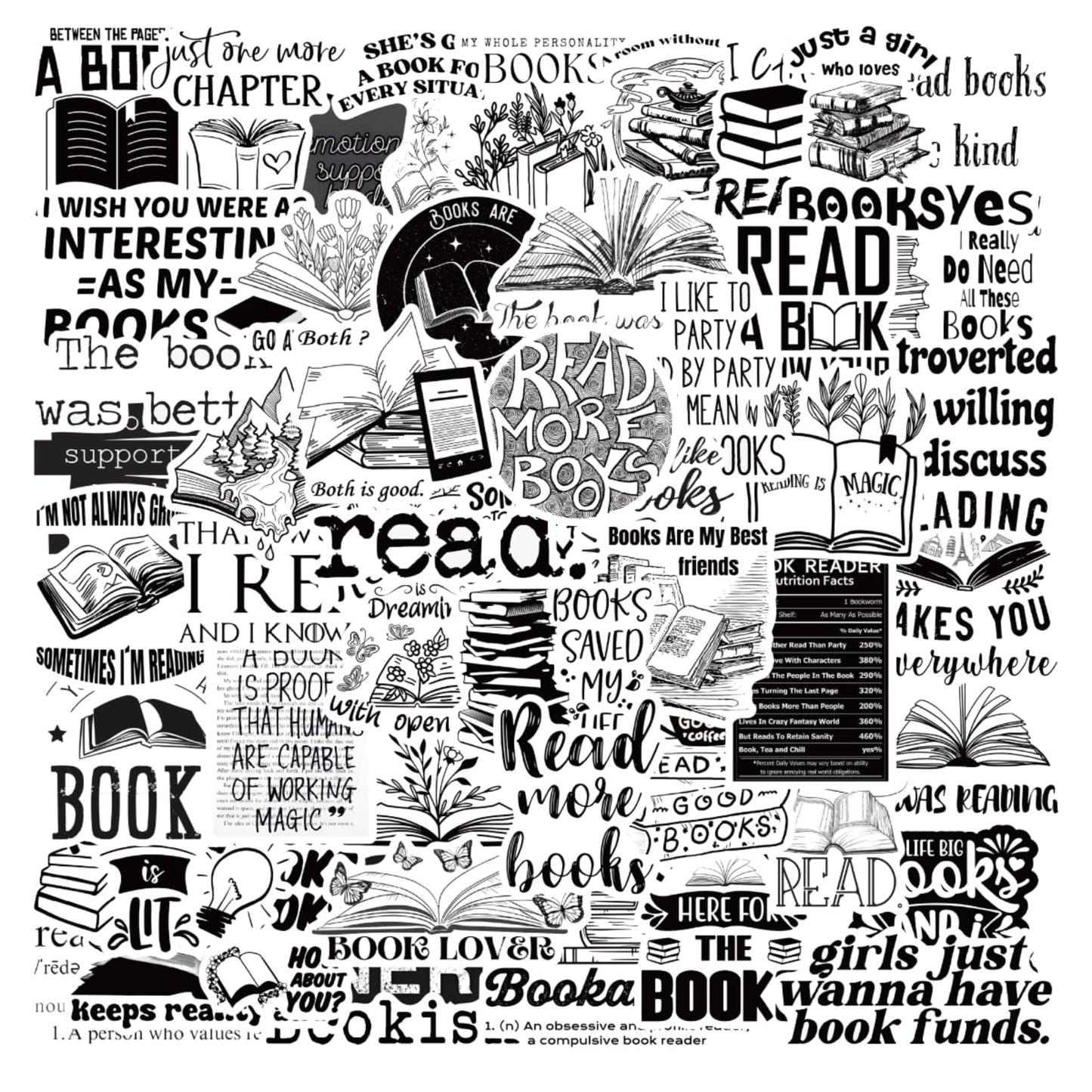 50 Vintage Bookish Stickers for Reading Fans
