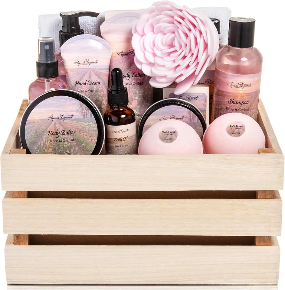 Luxury Bath Spa Gift Set with Rose Oil and Orchid