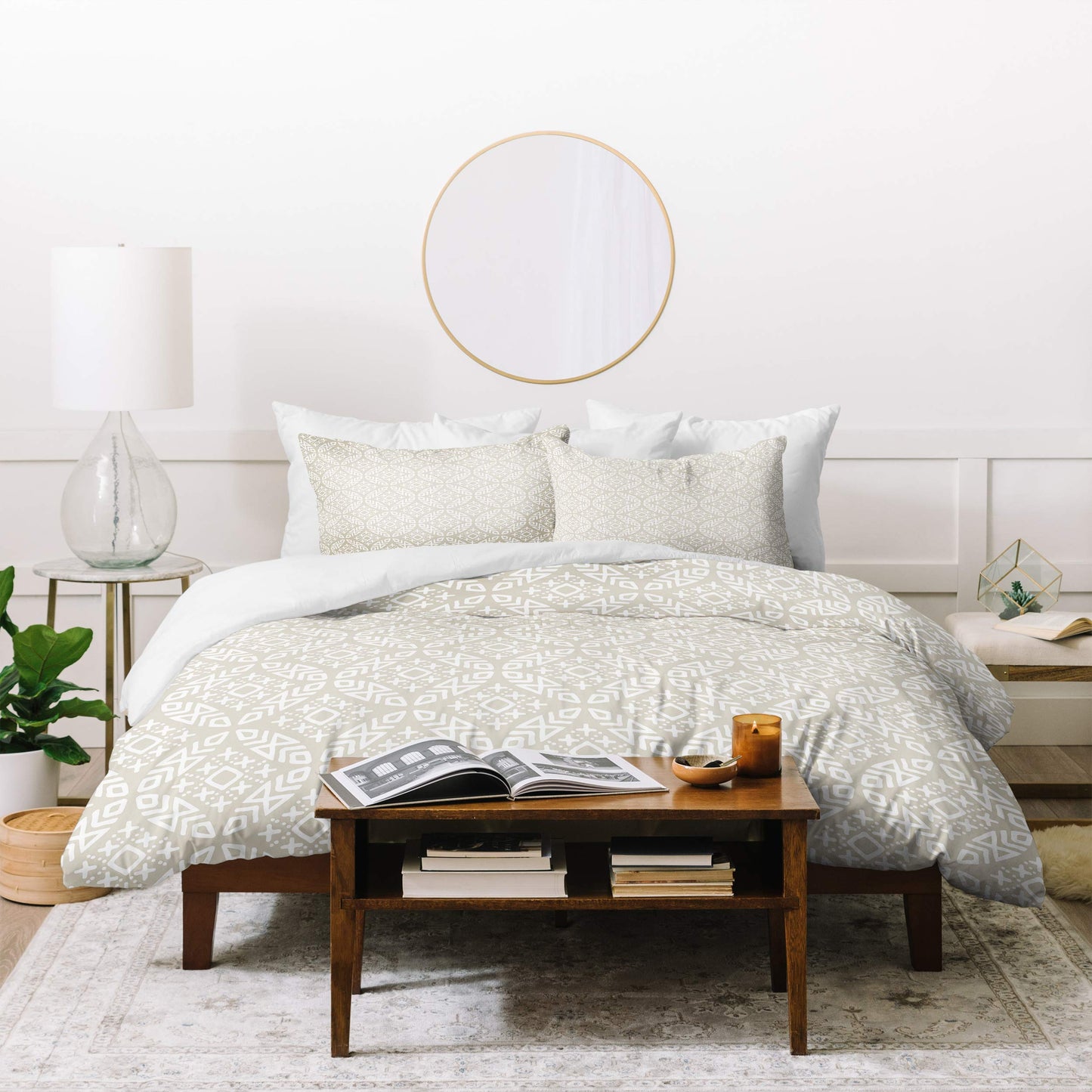 Little Arrow Design Co. Modern Moroccan in Beige Duvet Set with Pillow Sham, Twin, Neutral