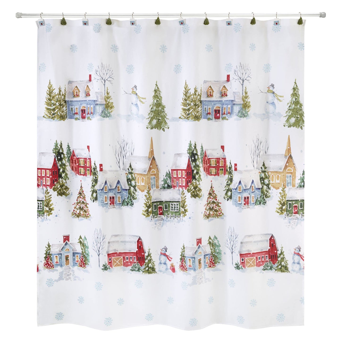 Shower Curtain with Set of 12 Matching Hooks, Bathroom  Holiday Decor Warm Welcome ,