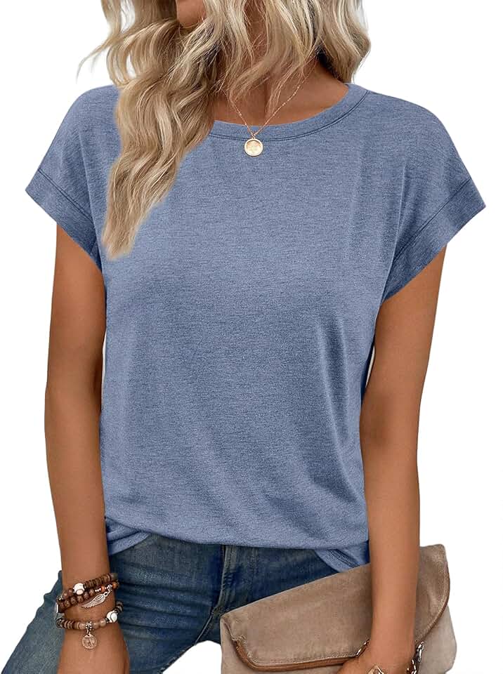 Women's Casual Cap Sleeve T-Shirt for Summer