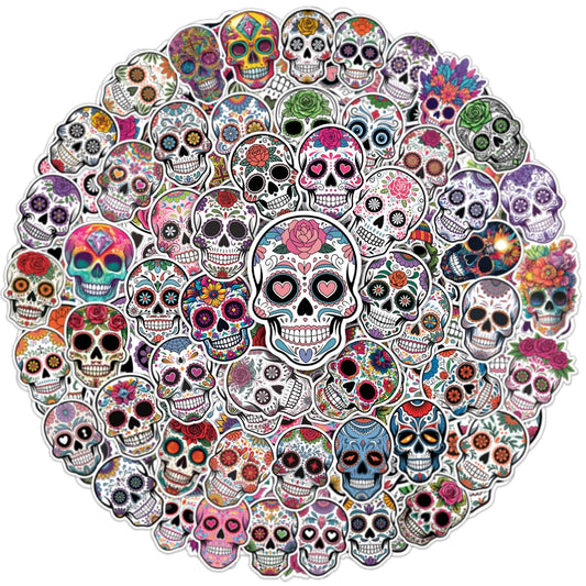 Set of 64 Waterproof Skull Stickers for Decor
