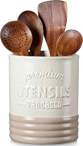 Large Ceramic Utensil Holder for Kitchen Counter