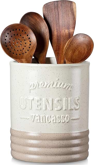 Large Ceramic Utensil Holder for Kitchen Counter