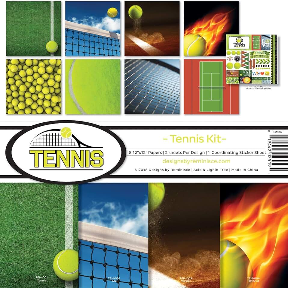 Multicolor 12x12 Inch Tennis Scrapbook Collection