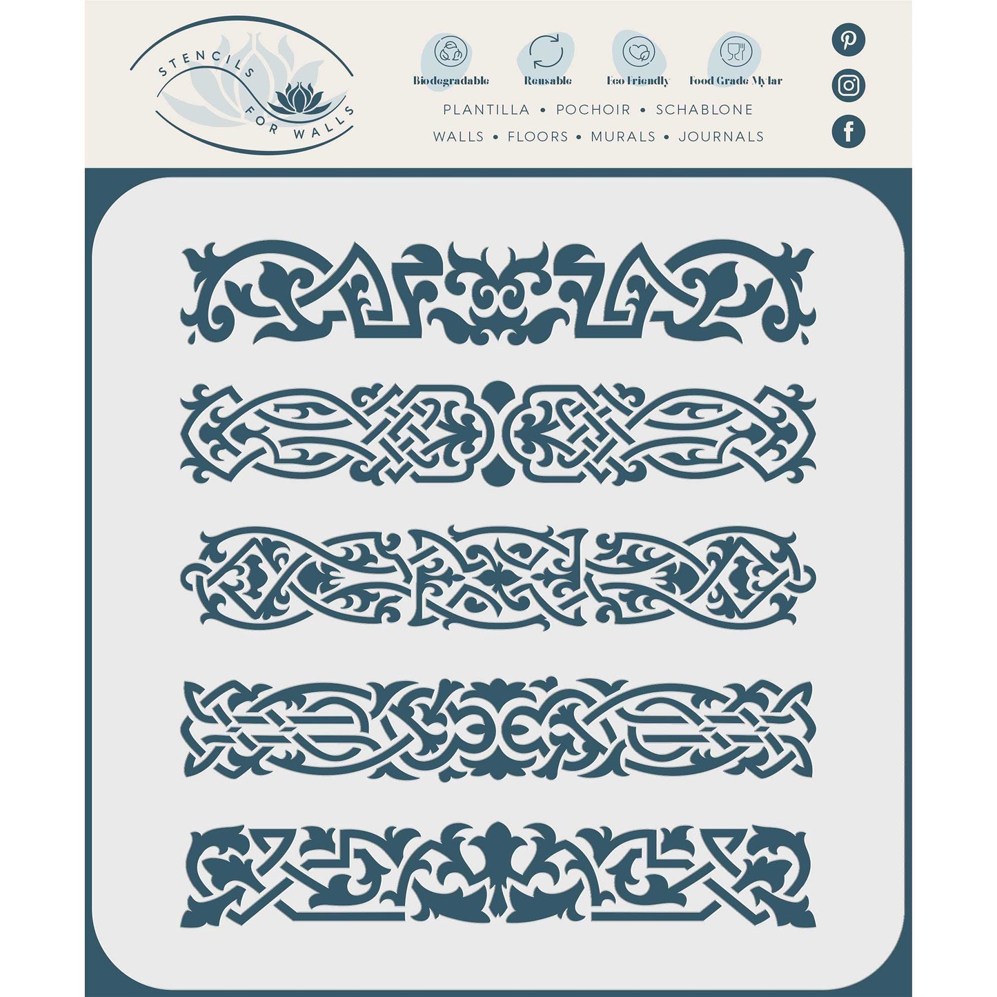 Celtic Clip 12x13 inch Mylar Stencil