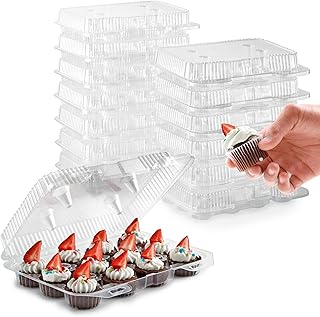 Mini Disposable Plastic Cupcake Containers, 20 Pack