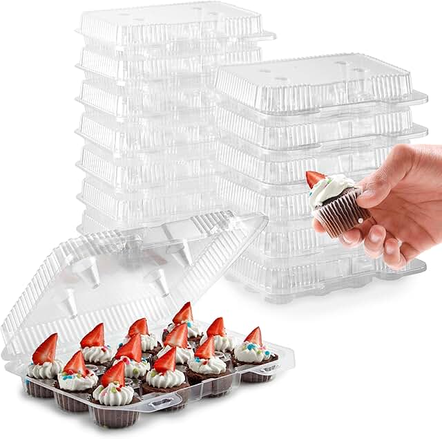 Mini Disposable Plastic Cupcake Containers, 20 Pack