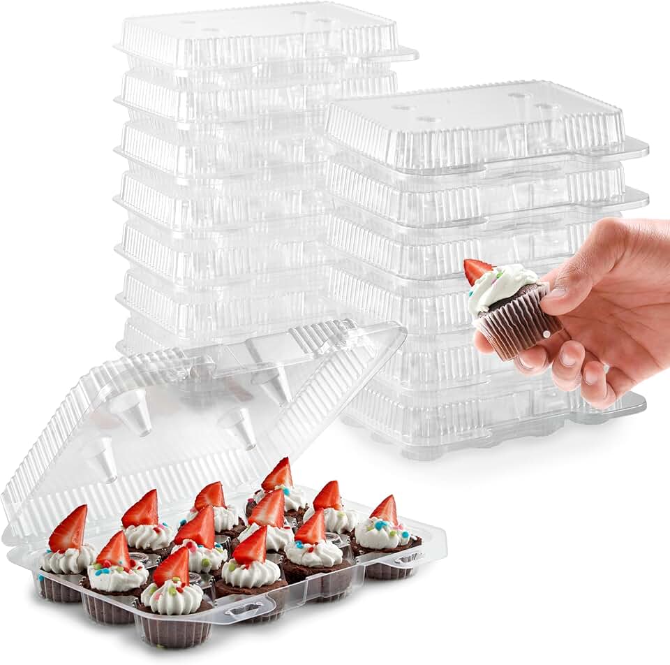 Mini Disposable Plastic Cupcake Containers, 20 Pack