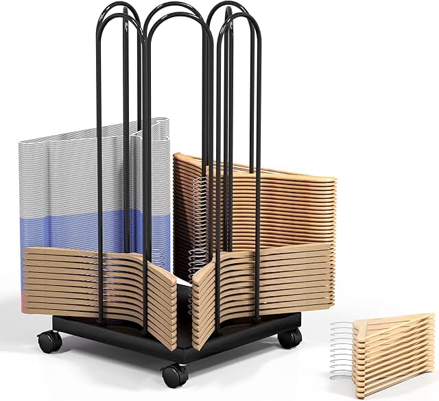 4-Side Clothes Hanger Storage Rack with Wheels