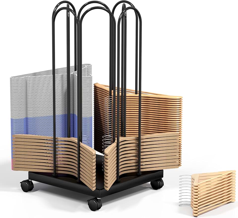 4-Side Clothes Hanger Storage Rack with Wheels