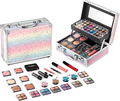 Full Makeup Kit with Rainbow Train Case