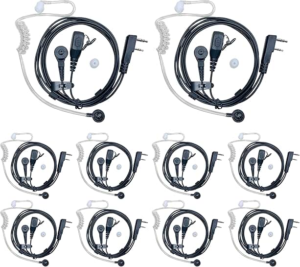 Walkie Talkie Ear Pieces with Mic, 10 Sets