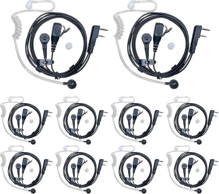 Walkie Talkie Ear Pieces with Mic, 10 Sets