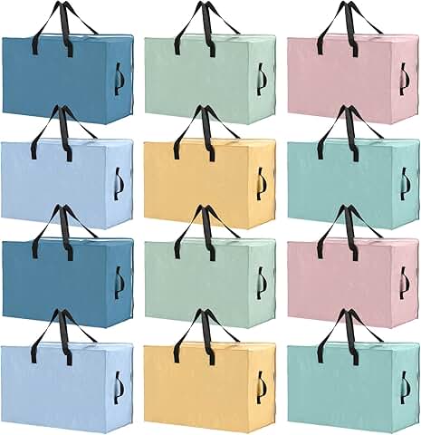 12 Large Multicolor Heavy Duty Storage Bags