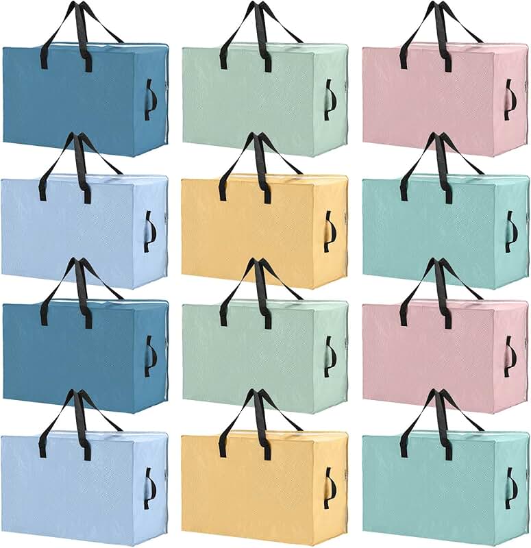 12 Large Multicolor Heavy Duty Storage Bags