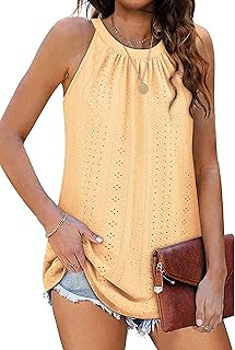 Loose Fit High Neck Sleeveless Halter Tank Top for Women