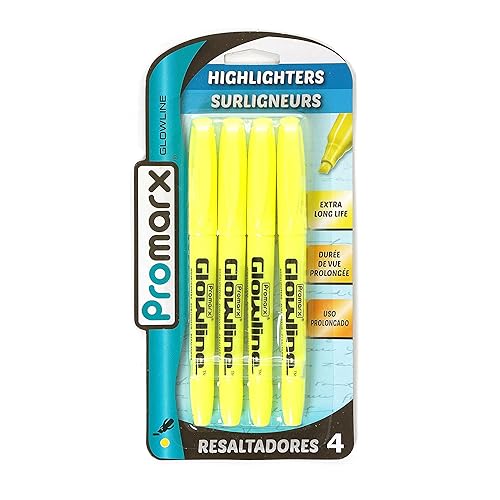 Yellow Pocket Highlighter Sticks, 4 Pack