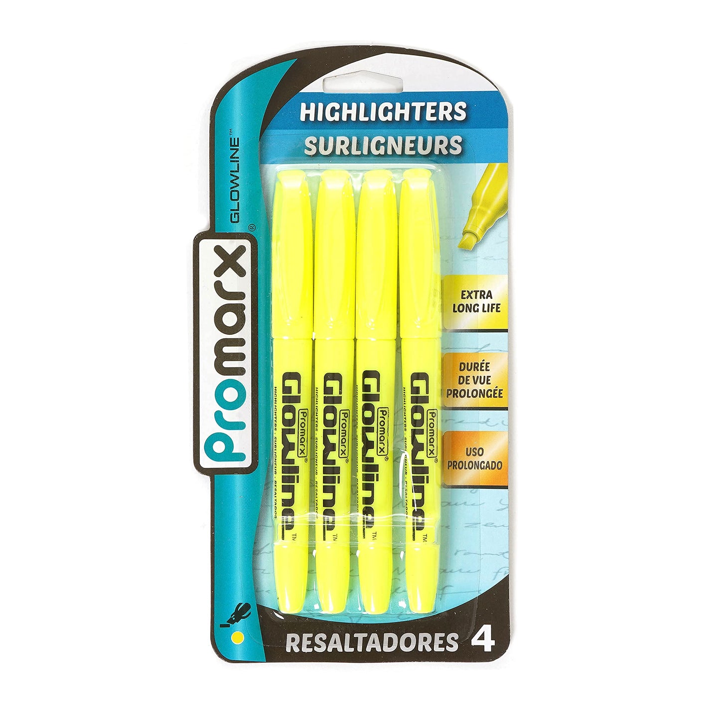Yellow Pocket Highlighter Sticks, 4 Pack