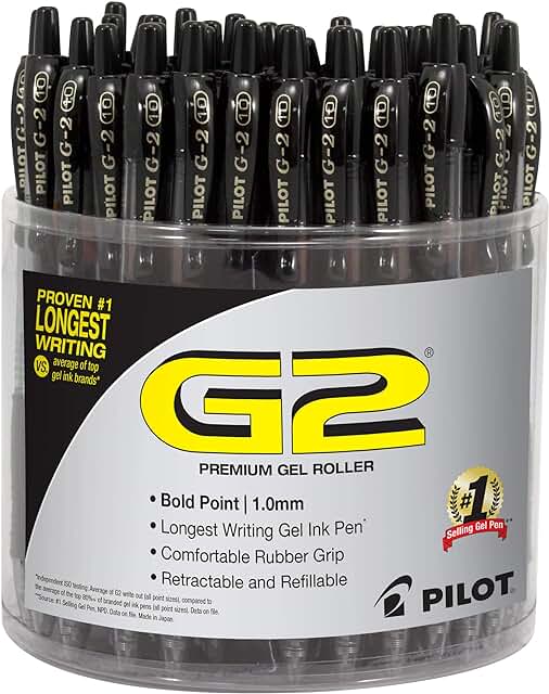 Black Gel Pens, 1 mm, Pack of 48