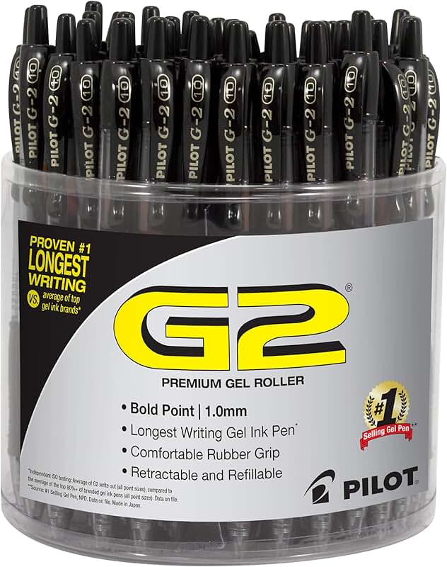 Black Gel Pens, 1 mm, Pack of 48