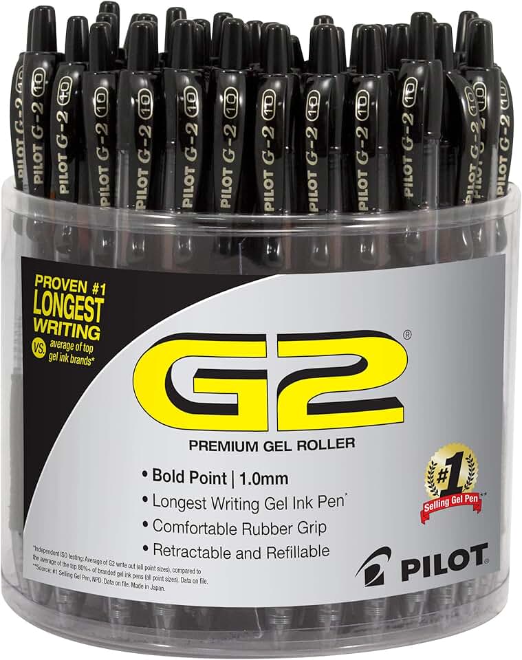 Black Gel Pens, 1 mm, Pack of 48