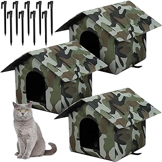 3 Pcs Outdoor Cat Houses for Stray Cats and Small Pets