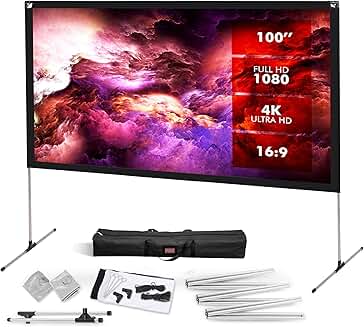 Portable 100-inch HD Projector Screen with Stand