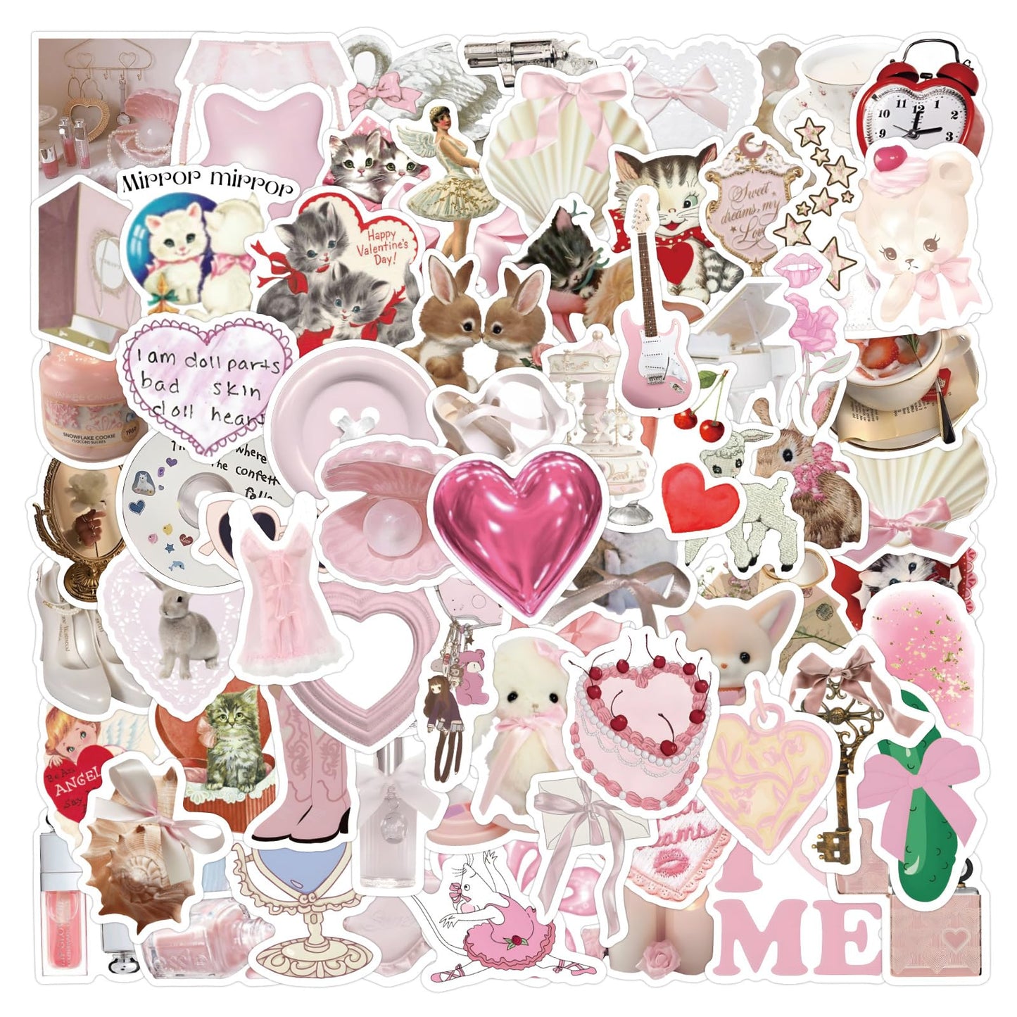 120 Pink Coquette Stickers for Water Bottles and Decor