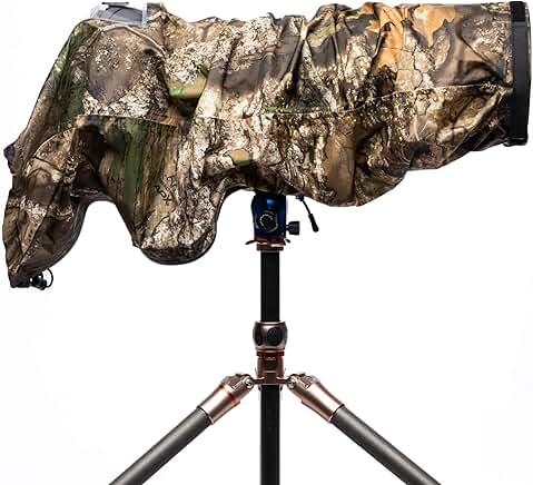 Large camo rain cover for DSLR and mirrorless cameras