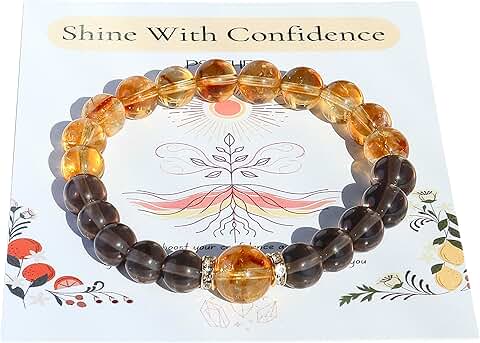 Handmade Citrine and Smoky Quartz Beaded Bracelet
